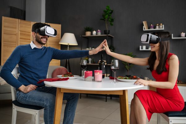 A couple enjoying virtual reality